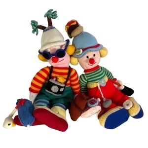 Jean Greenhowe Clown Dolls Knit Stuffed Plush Handmade Large‎ Godfrey Alf
